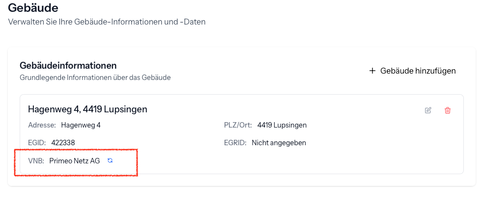 Gebäude erfasst – VNB ermittelt